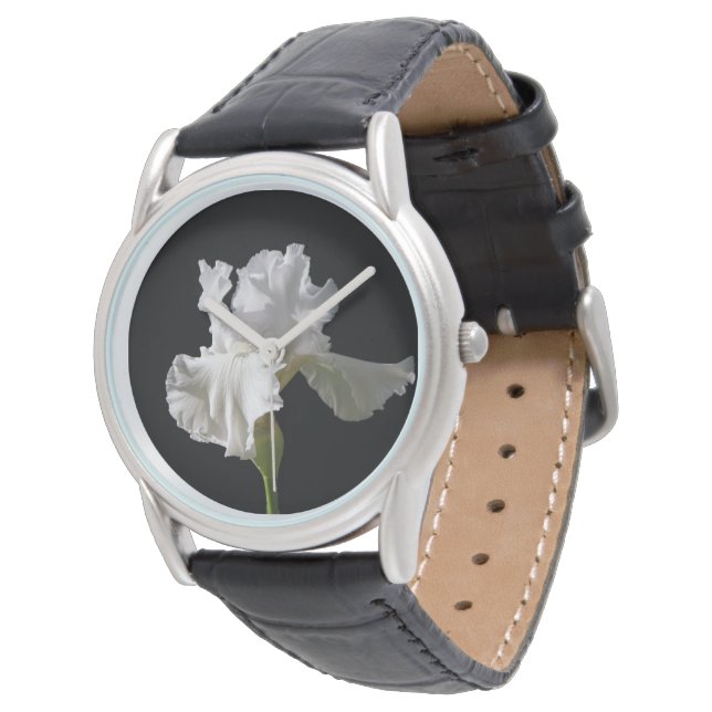 Flowers | White Iris Horloge (Gekanteld)