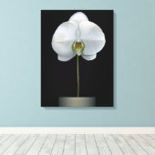Flowers | White Orchid Flower Canvas Afdruk (Insitu (Houten vloer))