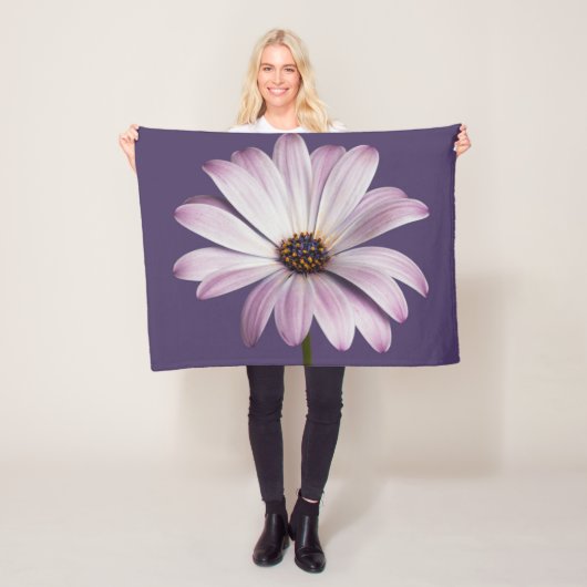 Flowers White & Purple Daisy Fleece Deken (In situ)