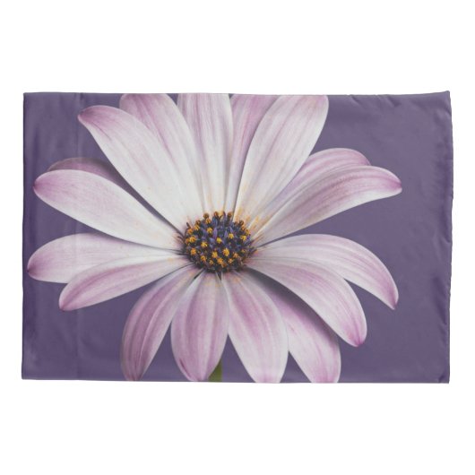 Flowers | White & Purple Daisy Kussensloop (Achterkant)