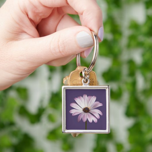 Flowers White & Purple Daisy Sleutelhanger (Hand)