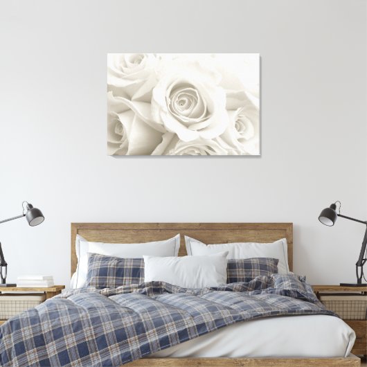 Flowers | White Roses Canvas Afdruk (Insitu (Slaapkamer))