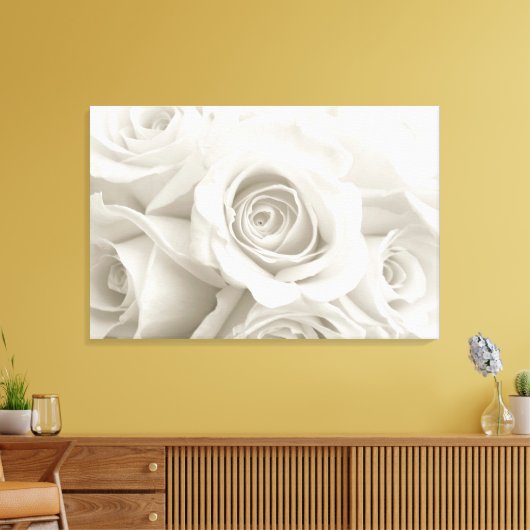 Flowers | White Roses Canvas Afdruk (Insitu (Woonkamer))