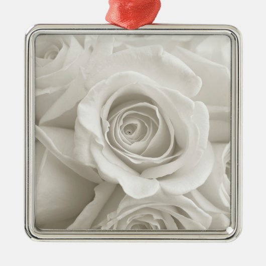 Flowers | White Roses Metalen Ornament (Voorkant)