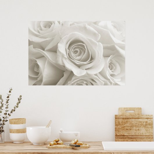 Flowers | White Roses Poster (Keuken)