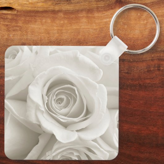 Flowers | White Roses Sleutelhanger (Achterkant)