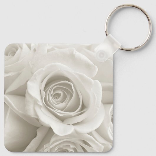Flowers | White Roses Sleutelhanger (Achterkant)