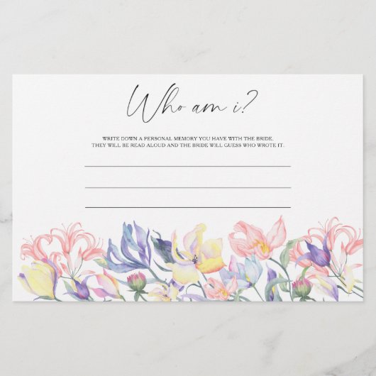 Flowers - Wie ben ik vrijgezellenfeest spel Briefpapier (Voorkant)