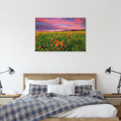 Flowers Wildflower Field Snowcapped Mountains Canvas Afdruk (Insitu (Slaapkamer))