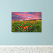 Flowers Wildflower Field Snowcapped Mountains Canvas Afdruk (Insitu (Houten vloer))