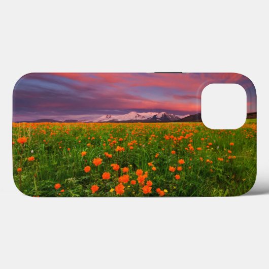 Flowers Wildflower Field Snowcapped Mountains Case-Mate iPhone Case (Achterkant (horizontaal))
