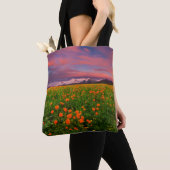 Flowers Wildflower Field Snowcapped Mountains Tote Bag (Dichtbij)
