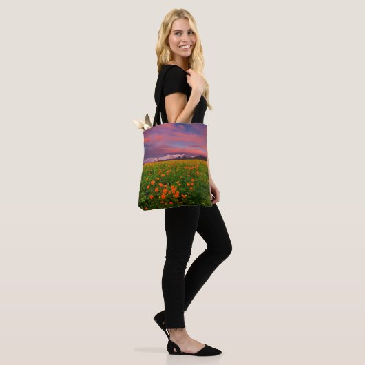 Flowers Wildflower Field Snowcapped Mountains Tote Bag (Op model)
