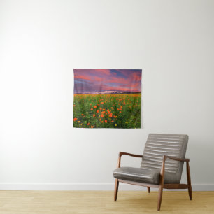 Flowers Wildflower Field Snowcapped Mountains Wandkleed