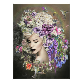 Flowers Woman Foto Afdruk