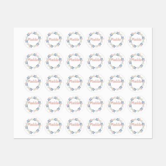 Flowers Wreated Custom Name Labels (Vel)