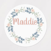 Flowers Wreated Custom Name Labels (Design 2)