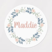 Flowers Wreated Custom Name Labels (Design 1)