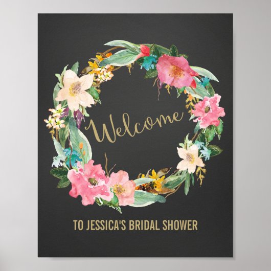 Flowers Wreater Welcome Poster Print (Voorkant)