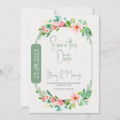 Flowers Wreath Lijst Opslaan De Datum Uitnodigen Kaart (Voorkant)