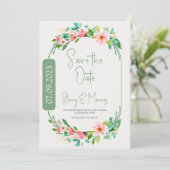 Flowers Wreath Lijst Opslaan De Datum Uitnodigen Kaart (Staand voorkant)
