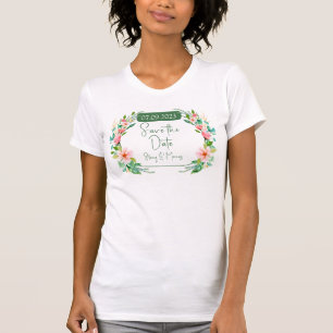 Flowers Wreath Lijst Opslaan De Datum Uitnodigen T-shirt