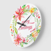 Flowers Wreath Modern Typography Merry Kerstry Grote Klok (Hoek)
