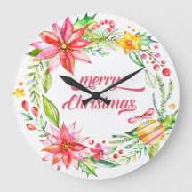 Flowers Wreath Modern Typography Merry Kerstry