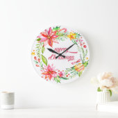 Flowers Wreath Modern Typography Merry Kerstry Grote Klok (Huis)