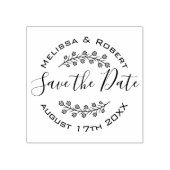 Flowers Wreath Modern Wedding Save the Date 2 Rubberstempel (Afrduk)