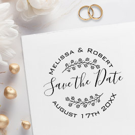 Flowers Wreath Modern Wedding Save the Date 2 Rubberstempel