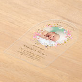 flowers wreath photo frame | Baptism Invitation Acryl Uitnodigingen (Laagn)