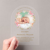 flowers wreath photo frame | Baptism Invitation Acryl Uitnodigingen (Insitu (Draagbaar))