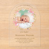 flowers wreath photo frame | Baptism Invitation Acryl Uitnodigingen (Voorkant)