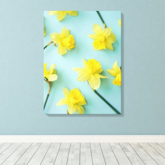 Flowers | Yellow Daffodils Canvas Afdruk (Insitu (Houten vloer))