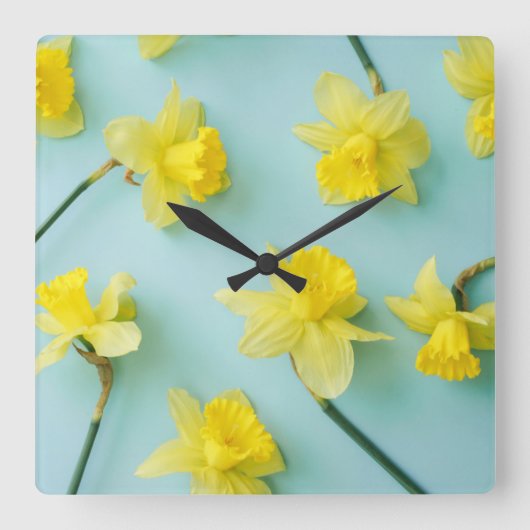 Flowers | Yellow Daffodils Vierkante Klok (Voorkant)