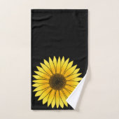 Flowers Yellow Sunflower op zwarte achtergrond Bad Handdoek (Handdoek)