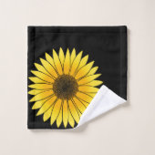 Flowers Yellow Sunflower op zwarte achtergrond Bad Handdoek (Wasdoekje)