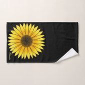 Flowers Yellow Sunflower op zwarte achtergrond Bad Handdoek (Handdoek)