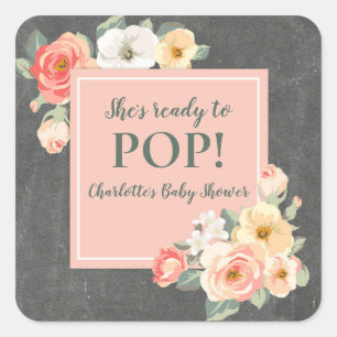 Flowers Ze is klaar om Pop Baby shower Label