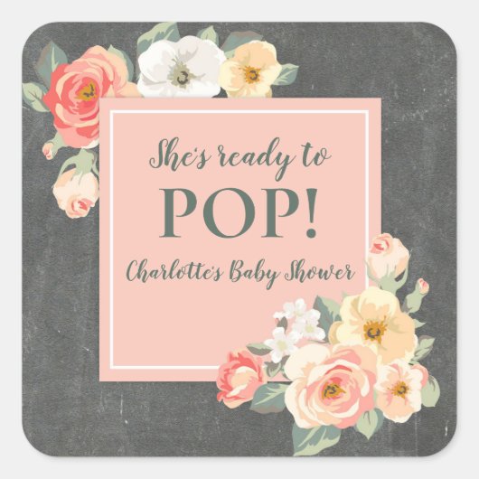 Flowers Ze is klaar om Pop Baby shower Label (Voorkant)