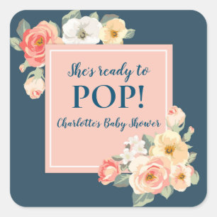  Flowers Ze is klaar om Pop Baby shower Label