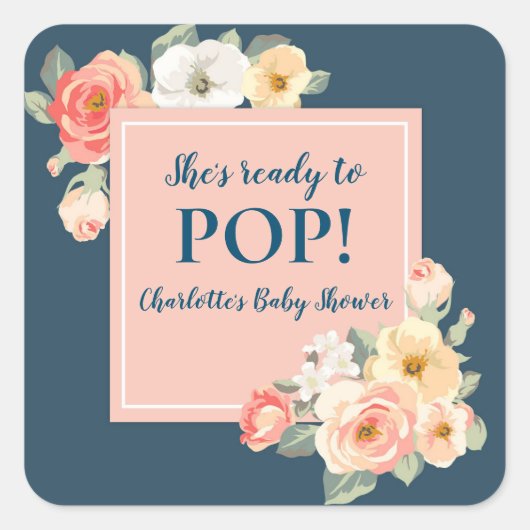 Flowers Ze is klaar om Pop Baby shower Label (Voorkant)