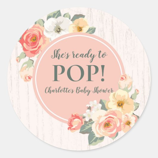 Flowers Ze is klaar om Pop Baby shower Label (Voorkant)