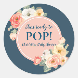 Flowers Ze is klaar om Pop Baby shower Label