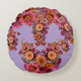 Flowers Zinnia Bouquet Maureen Girard Colorful Rond Kussen