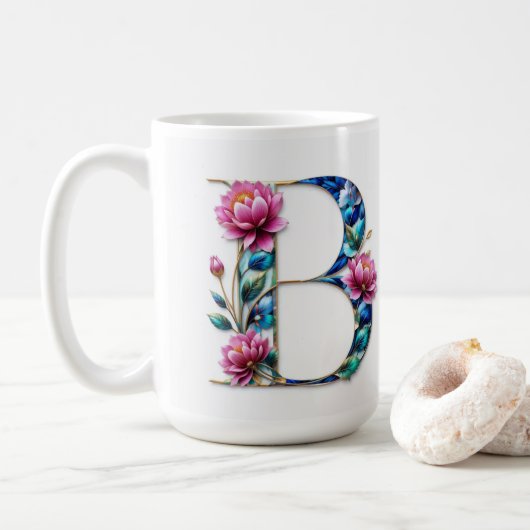 Flowery B letter koffie mok (Met donut)