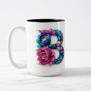 Flowery B letter koffie mok