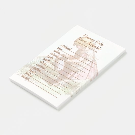 Flowery Baby Name Scramble Baby shower Word Game Post-it® Notes (Schuin)