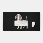 Flowery Beagle Silhuette Design Bureaumat (Keyboard & Muis)